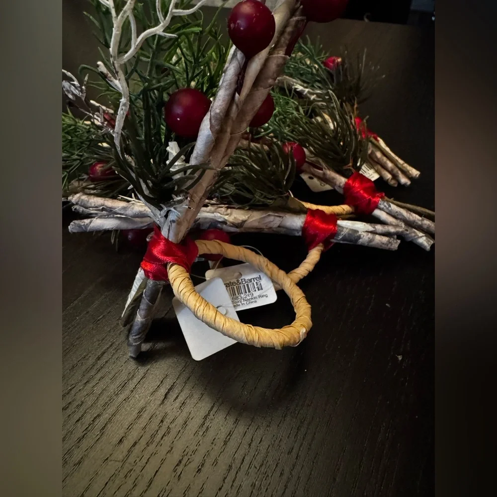 Crate&Barrel Festive Red Berry Napkin Rings -quantity of 8 available